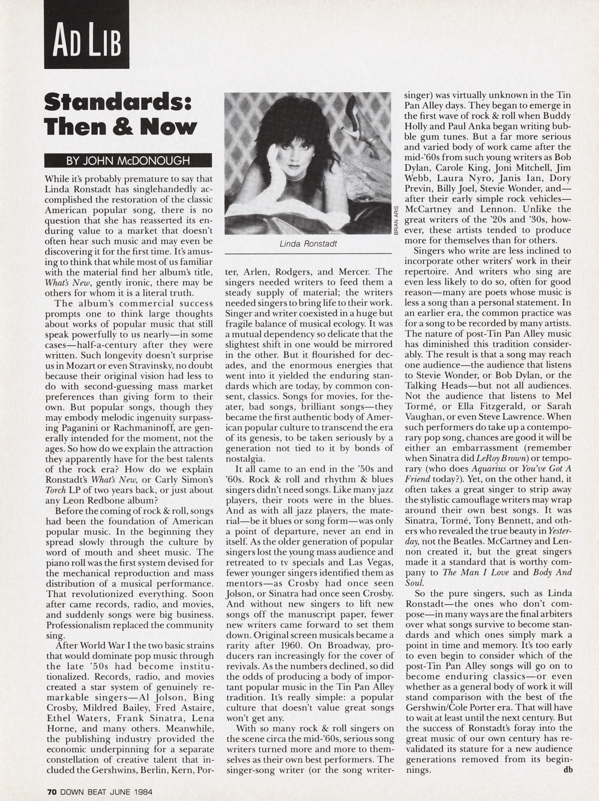 Downbeat Magazine June 1984 Linda Ronstadt