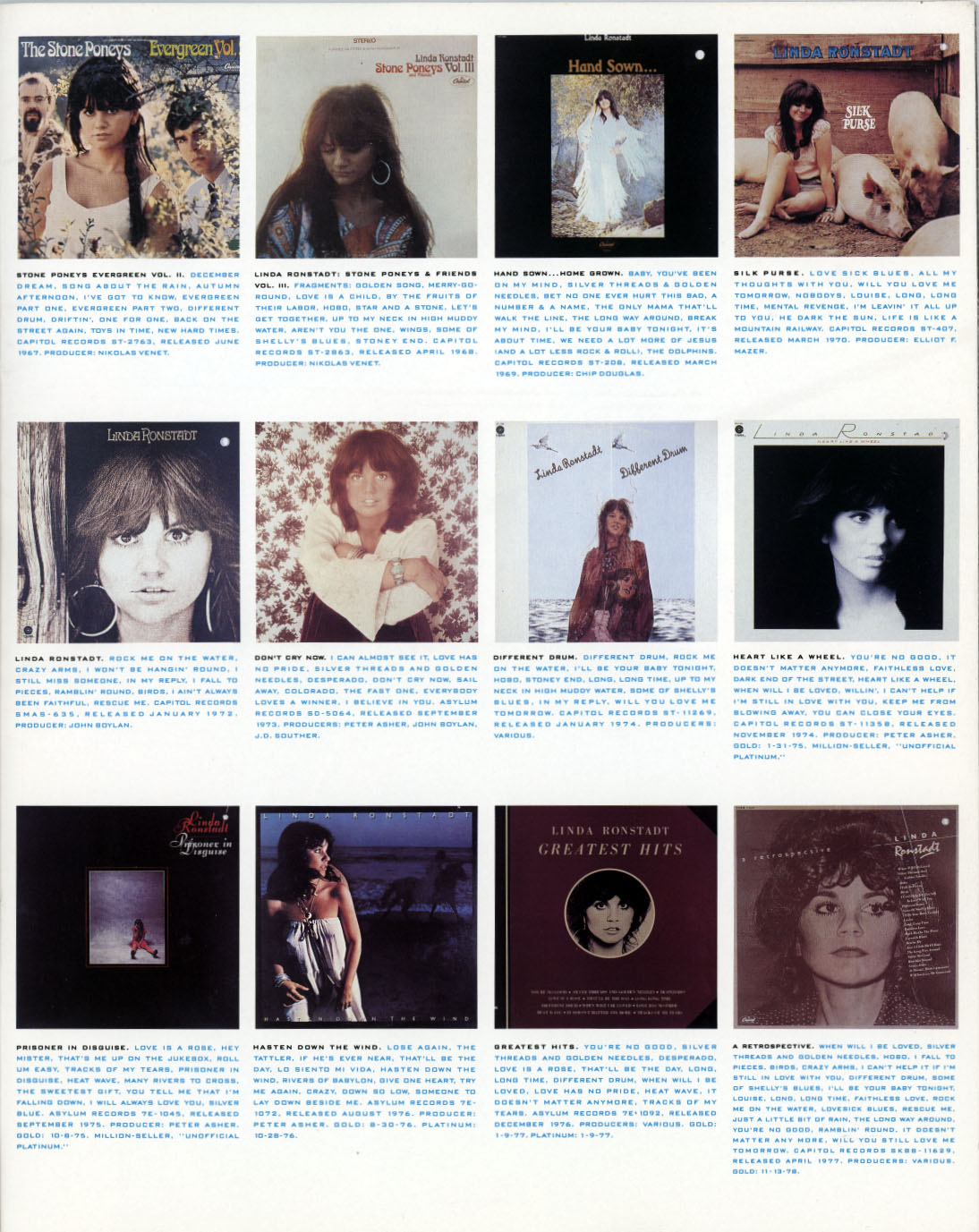 Linda Ronstadt 1990 tour book Cry Like a Rainstorm